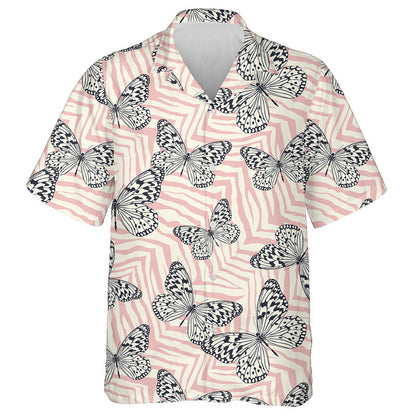 Theme Butterfly On Zebra Trendy Animal Motif Hawaiian Shirt, Hawaiian Shirt Gift, Christmas Gift