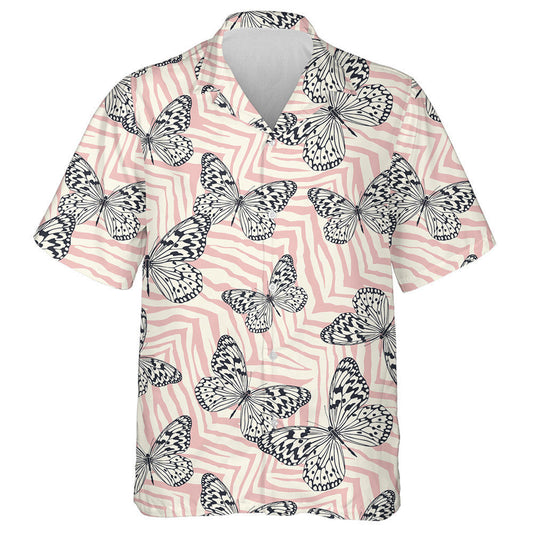 Theme Butterfly On Zebra Trendy Animal Motif Hawaiian Shirt, Hawaiian Shirt Gift, Christmas Gift