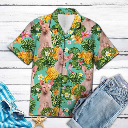 Anann Tropical Meascán Sphynx Téama Turquoise Léine Seanré Haváí, Bronntanas Léine Haváíais, Bronntanas Nollag