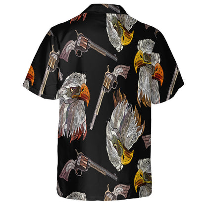 Embroidery Head Eagle And Old Guns Hawaiian Shirt,Hawaiian Shirt Gift, Christmas Gift