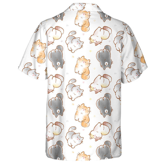 Hand Drawn Cartoon Cat On White Background Hawaiian Shirt, Hawaiian Shirt Gift, Christmas Gift