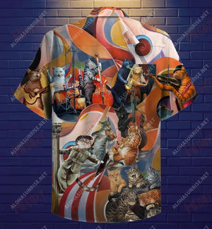 Amazing Cats Band Short Short Sleeve Shirt Summer Hawaiian T Shirts Tactical Hawaiian Shirt Hawaiian Shirts For Men, Hawaiian Shirt Christmas Gift