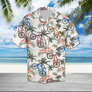 Bike Tropical And Coconut Tree Vintage Style Hawaiian Shirt, Hawaiian Shirt Gift, Christmas Gift