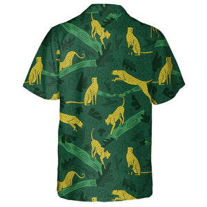 Wild Animals Leopard Dark Green Jungle Leaves Hawaiian Shirt, Hawaiian Shirt Gift, Christmas Gift