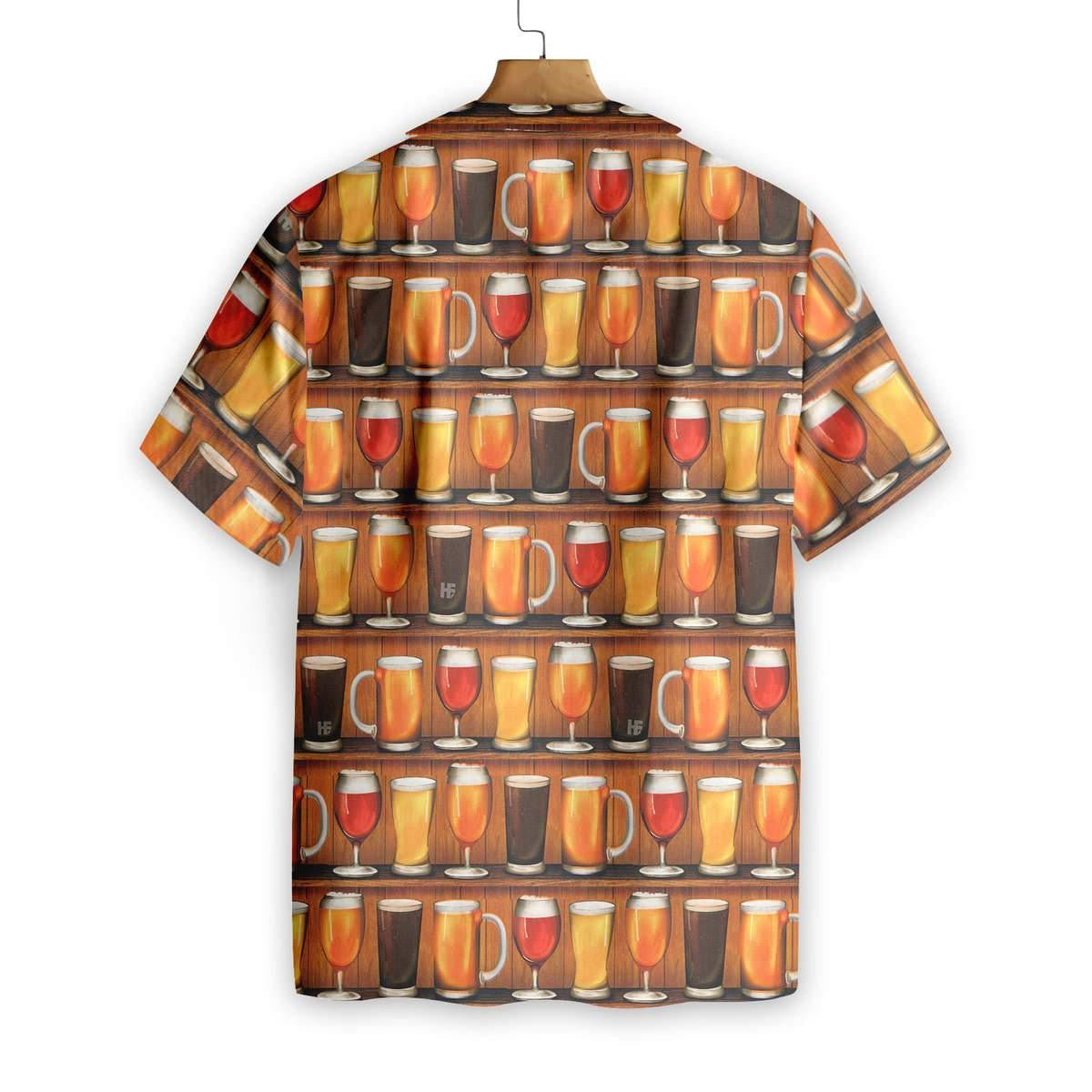 Beer Mugs Glass On Shelf Art Design Hawaiian Shirt, Hawaiian Shirt Gift, Christmas Gift