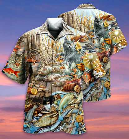Cats Love Fish - Hawaiian Shirt, Hwaiian For Gift