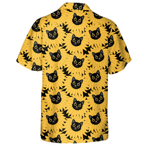 Yellow Sunflower And Funny Black Cat Hawaiian Shirt, Hwaiian For Gift