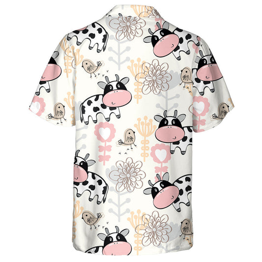 Hand Draw Cartoon Baby Cows And Flora Hawaiian Shirt, Hawaiian Shirt Gift, Christmas Gift