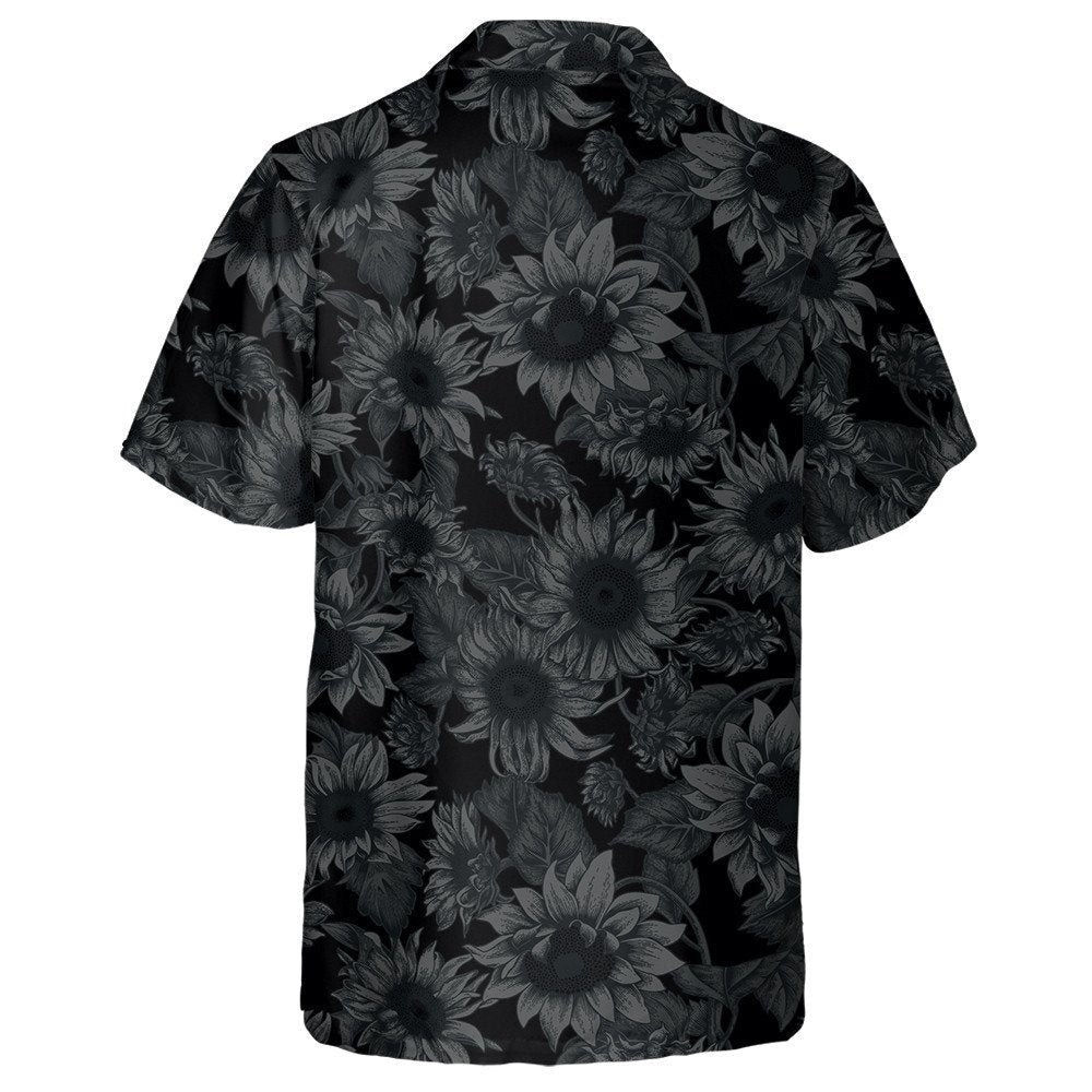 Black Background Sunflowers Illustration In Vintage Style Hawaiian Shirt, Hawaiian Shirt Gift, Christmas Gift