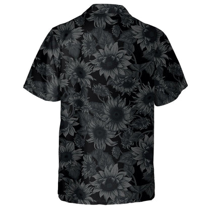 Black Background Sunflowers Illustration In Vintage Style Hawaiian Shirt, Hawaiian Shirt Gift, Christmas Gift