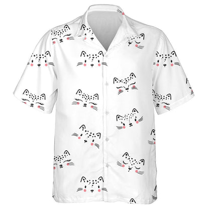 Little Cute Leopard Cat Cartoon Animal Hawaiian Shirt, Hawaiian Shirt Gift, Christmas Gift
