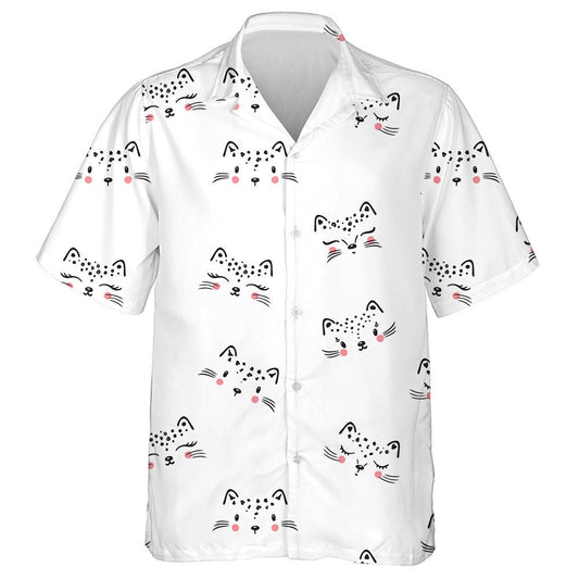 Little Cute Leopard Cat Cartoon Animal Hawaiian Shirt, Hawaiian Shirt Gift, Christmas Gift