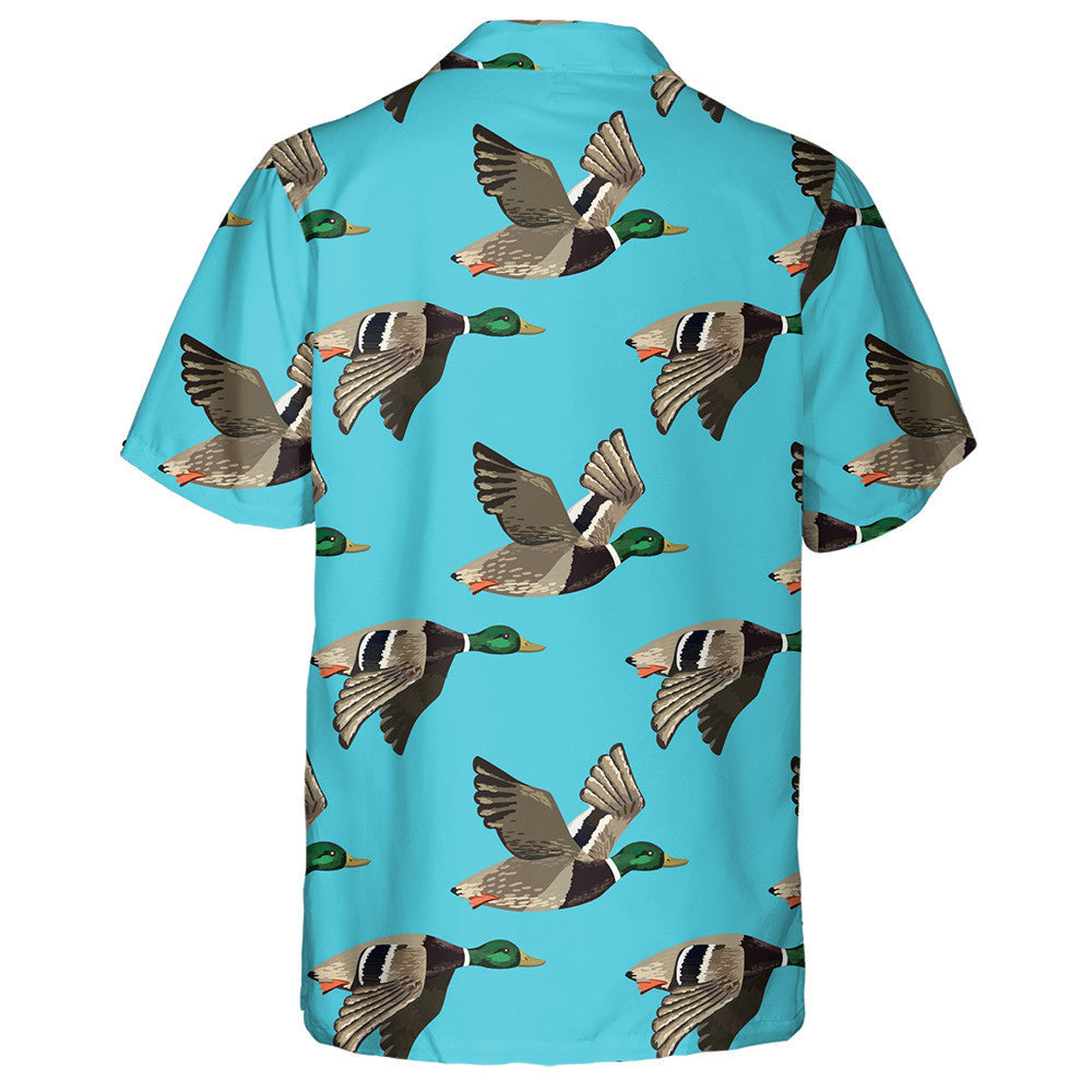 Flying Ducks On The Blue Sky Hawaiian Shirt,Hawaiian Shirt Gift, Christmas Gift