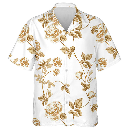 Cúlra Bláthanna Trendy Le Bláthanna Órga Dearadh Léine Haváís, Bronntanas Léine Haváís, Bronntanas Nollag