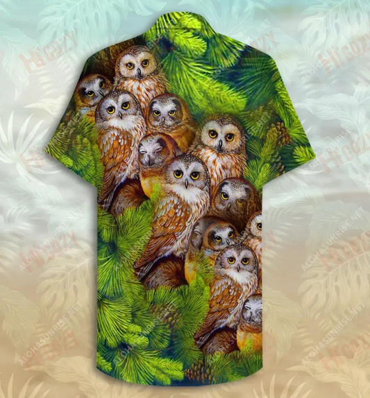 Owl iontach Unisex Léine Gearr Muinchille Laethanta Saoire Léinte T Haváíacha Léinte Craicne haváíais Léinte haváíais do Mhná, Bronntanais Léine haváíais, Bronntanas Nollag