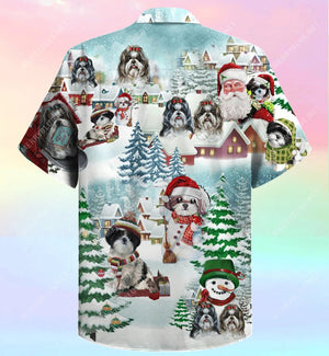 I Love Cute Shih Tzu Puppy Merry Christmas Hawaiian Shirt, Hawaiian Shirt Gift, Christmas Gift