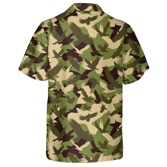 Military Green Camouflage With Eagles Pattern Hawaiian Shirt,Hawaiian Shirt Gift, Christmas Gift