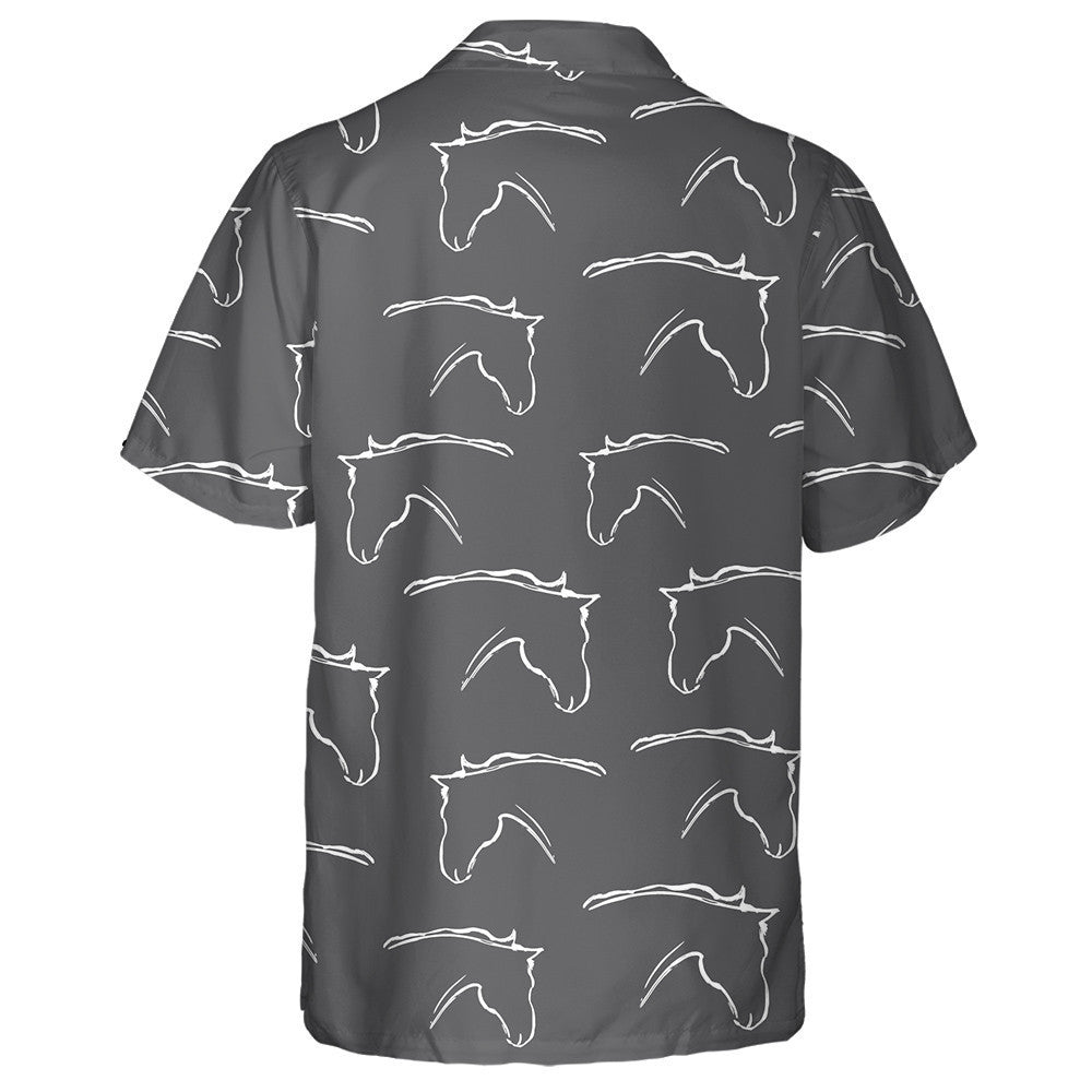 Black And White Heads Of Horses Hawaiian Shirt, Hawaiian For Gift