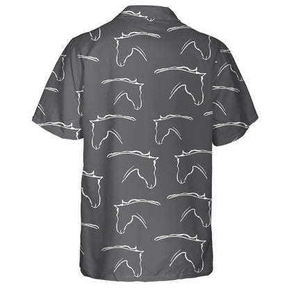 Black And White Heads Of Horses Hawaiian Shirt, Hawaiian For Gift