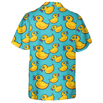Hand Drawn Yellow Rubber Duck Swimming Hawaiian Shirt, Hawaiian Shirt Gift, Christmas Gift