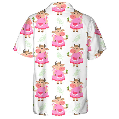 Cow In Pink Dress And Clover Hawaiian Shirt,Hawaiian Shirt Gift, Christmas Gift