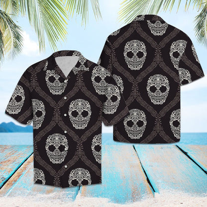 Hand Drawn Celtic Skull Mandala Wavy Pattern Hawaiian Shirt, Hawaiian Shirt Gift, Christmas Gift