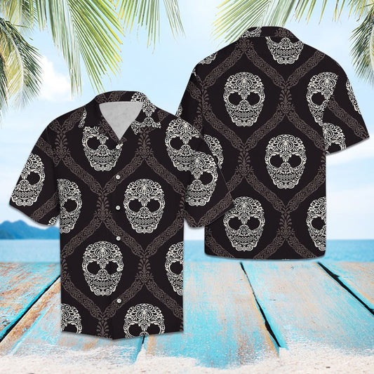 Hand Drawn Celtic Skull Mandala Wavy Pattern Hawaiian Shirt, Hawaiian Shirt Gift, Christmas Gift
