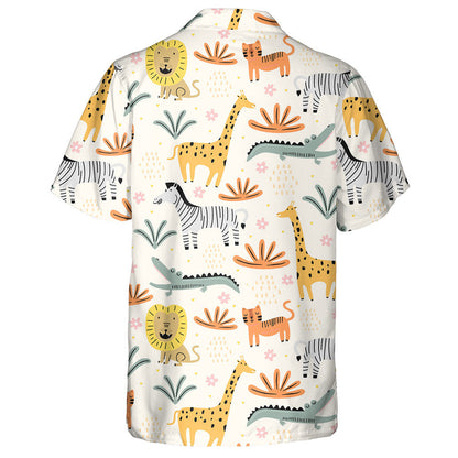Illustrated Pattern With Cute Wild Animals Zoo Hawaiian Shirt, Hawaiian Shirt Gift, Christmas Gift