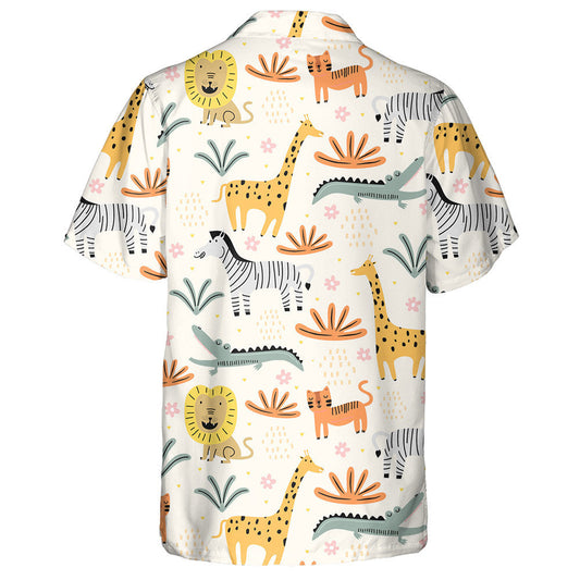 Illustrated Pattern With Cute Wild Animals Zoo Hawaiian Shirt, Hawaiian Shirt Gift, Christmas Gift