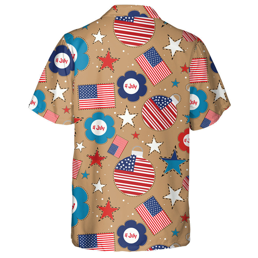 Brown Theme With Flag Ornaments And Flowers Hawaiian Shirt, Hawaiian For Gift
