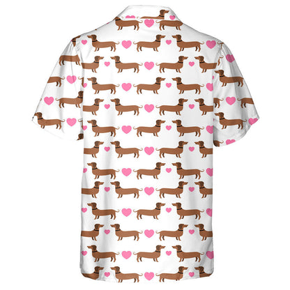 Love Day Couple Dachshund With Pink Hearts Hawaiian Shirt, Hawaiian Shirt Gift, Christmas Gift