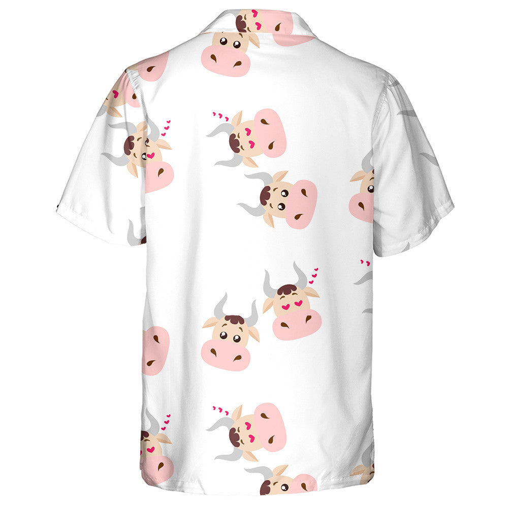 Funny Smiling Cartoon Cow Falling In Love Hawaiian Shirt, Hawaiian Shirt Gift, Christmas Gift