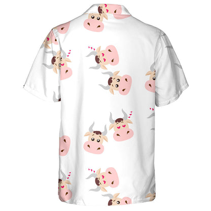 Funny Smiling Cartoon Cow Falling In Love Hawaiian Shirt, Hawaiian Shirt Gift, Christmas Gift