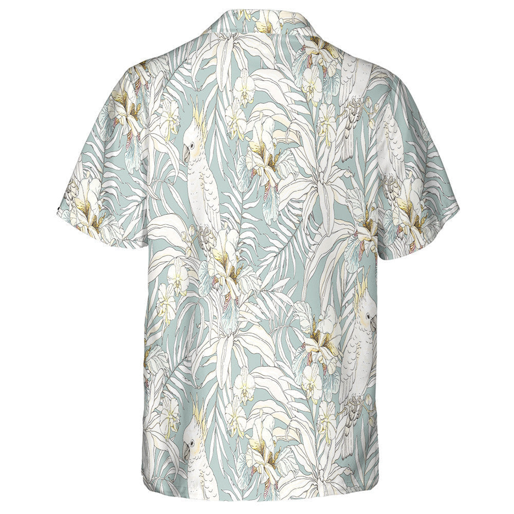 Flowers Orchid Leaves And Bird Parrot Cockatoo Hawaiian Shirt, Hawaiian Shirt Gift, Christmas Gift