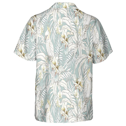 Flowers Orchid Leaves And Bird Parrot Cockatoo Hawaiian Shirt, Hawaiian Shirt Gift, Christmas Gift