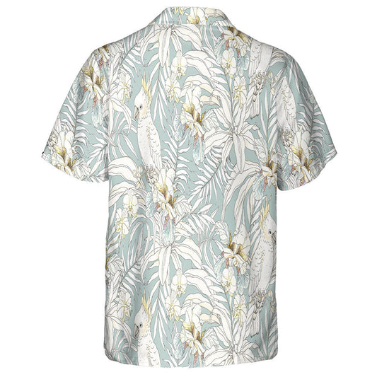 Flowers Orchid Leaves And Bird Parrot Cockatoo Hawaiian Shirt, Hawaiian Shirt Gift, Christmas Gift