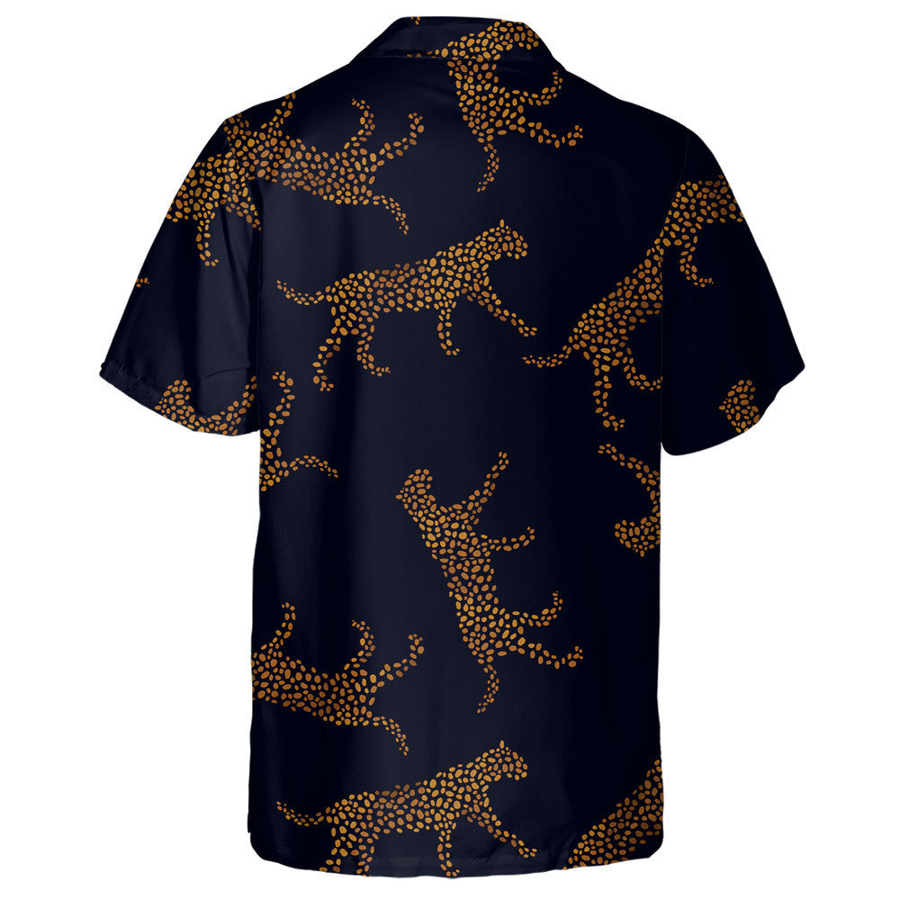 Wild African Leopard On Dark Blue Background Hawaiian Shirt, Hawaiian Shirt Gift, Christmas Gift