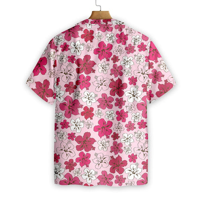 Red Flower On Pink Background Design Hawaiian Shirt,Hawaiian Shirt Gift, Christmas Gift