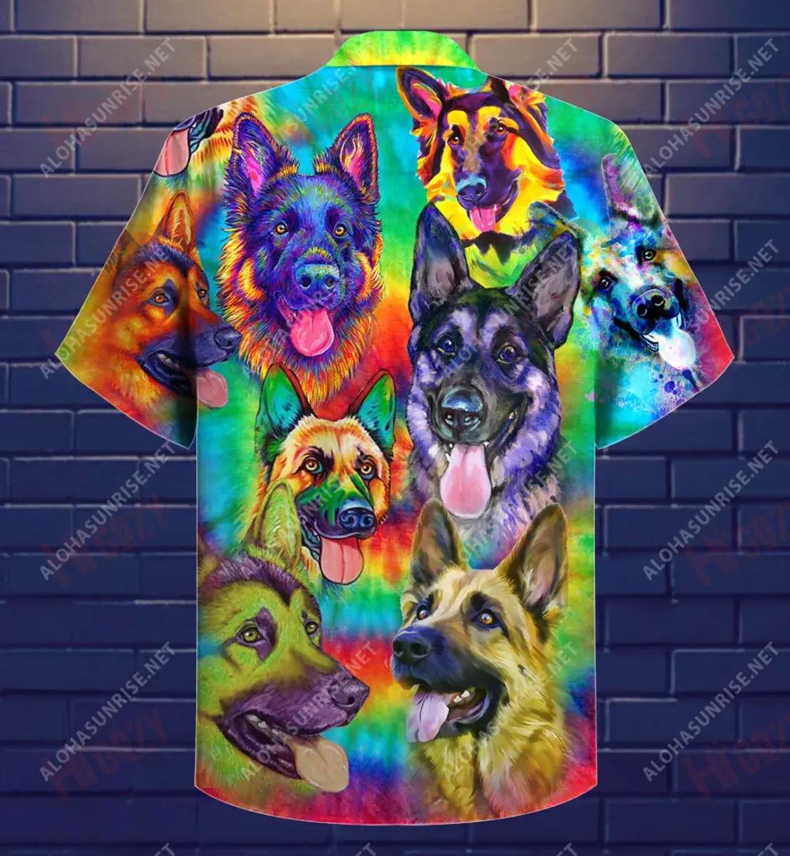 Courageous Partner - Colorful German Shepherd Dog Short Hawaiian Shirt Ocean Hawaiian T Shirts Hawaiian Crazy Shirts Hawaiian Shirt Pattern, Hawaiian Shirt Gift, Christmas Gift