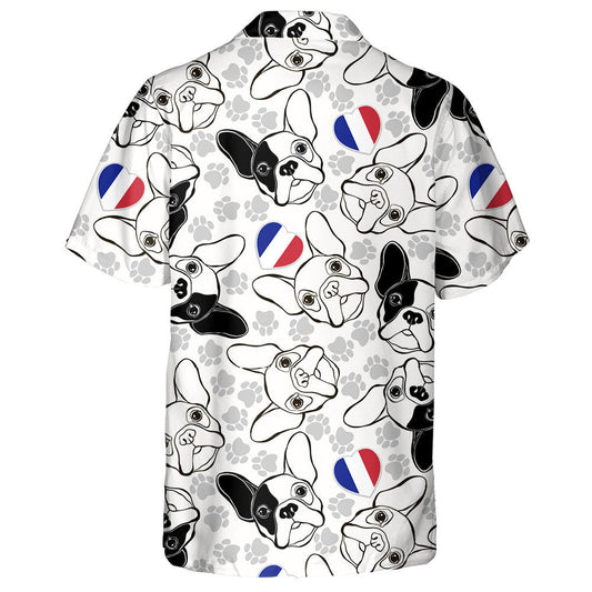 French Bulldog Paw Traces And Heart Flag Hawaiian Shirt, Hawaiian Shirt Gift, Christmas Gift