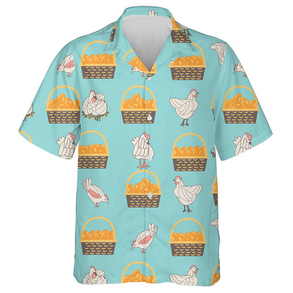 Funny Chicken And Basket With Eggs Hawaiian Shirt,Hawaiian Shirt Gift, Christmas Gift