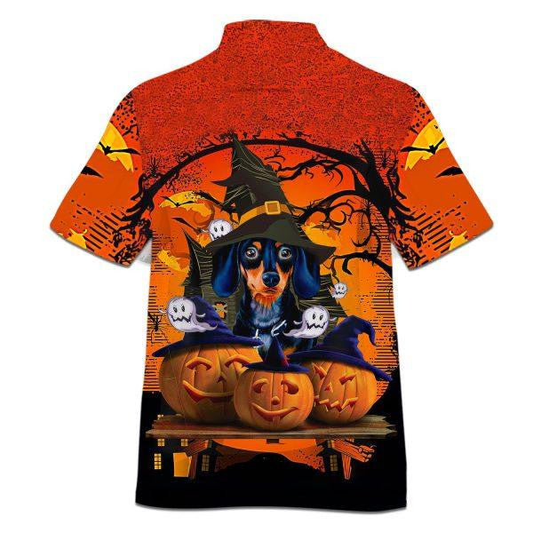 Dachshund And Pumpkin Happy Halloween Dramatic Hawaiian Shirt,Hawaiian Shirt Gift, Christmas Gift