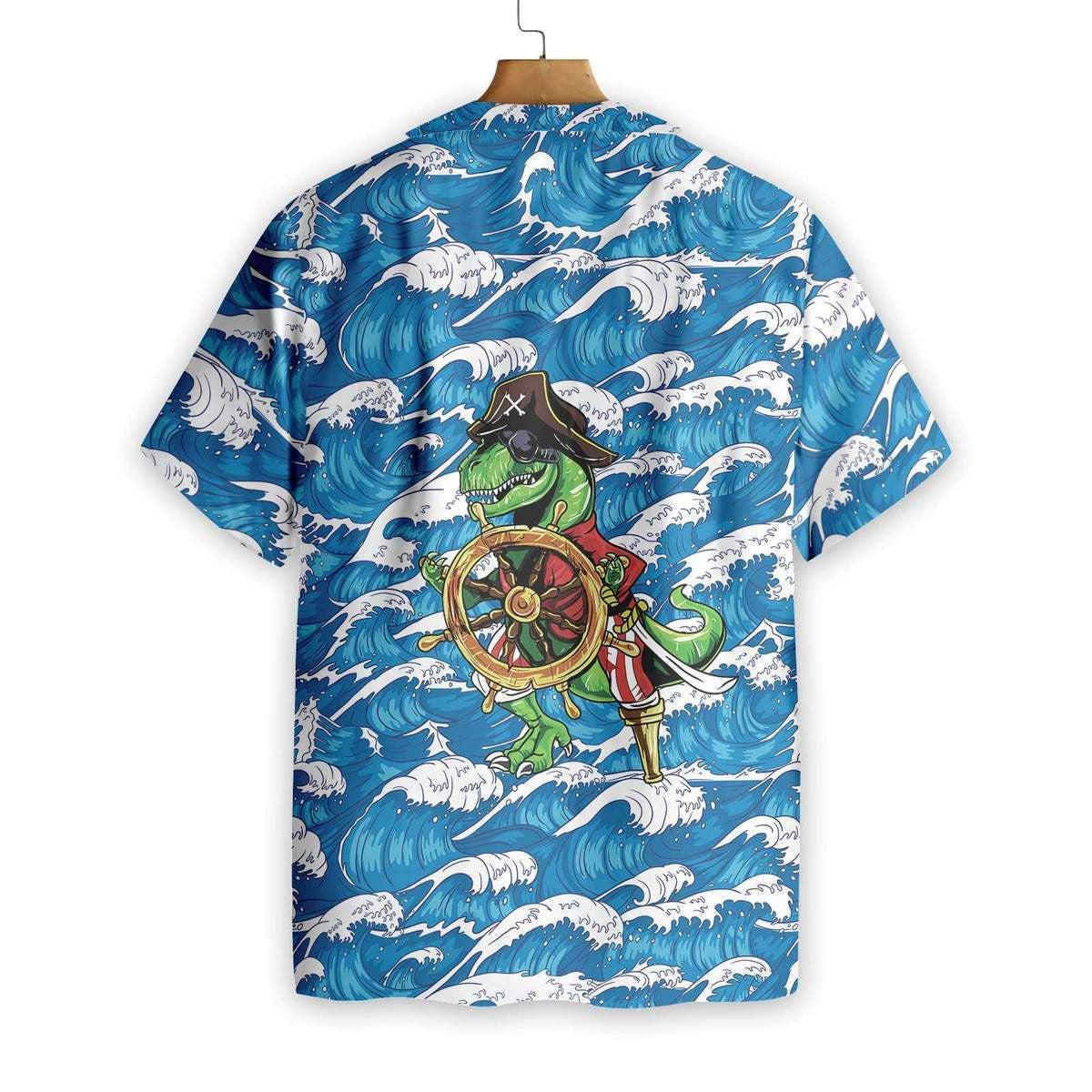 Pirate Dinosaur Awesome Background Design Hawaiian Shirt,Hawaiian Shirt Gift, Christmas Gift