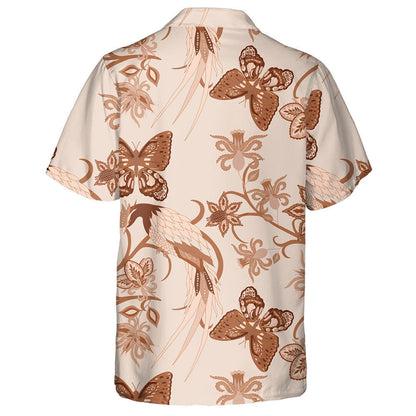 Hand Drawn Ethnic Flowers Bird And Butterly Hawaiian Shirt, Hawaiian Shirt Gift, Christmas Gift