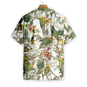 Audubon Carolina Parrot On White Design Hawaiian Shirt, Hawaiian For Gift