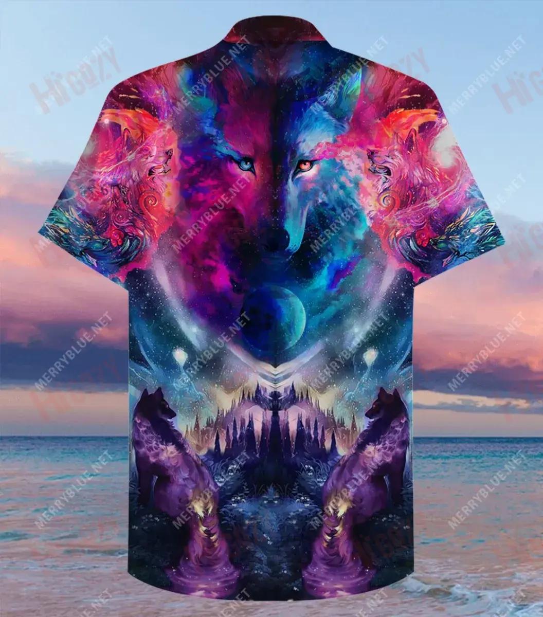 Colorful Wolf Unisex Short Sleeve Shirt Summer Aloha Shirt Tactical Hawaiian Shirt Hawaiian Shirts For Women, Hwaiian For Gift