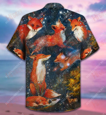 An Sionnach Sa Starlight Unisex Léine Gearr Haváís Caitheamh aimsire Léinte Haváíais Oirbheartaíochta Léinte Haváise Greannmhar, Léine Haváise, Bronntanas Nollag