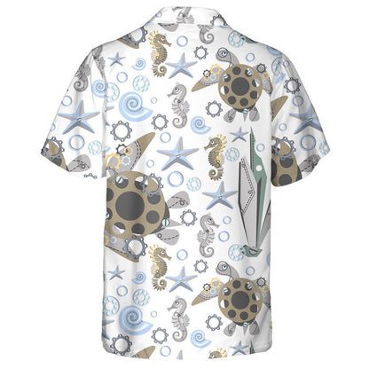 Capaill agus Turtar Teibí Mara Léine Haváís Stíl Steampunk, Bronntanas Léine Haváís, Bronntanas Nollag