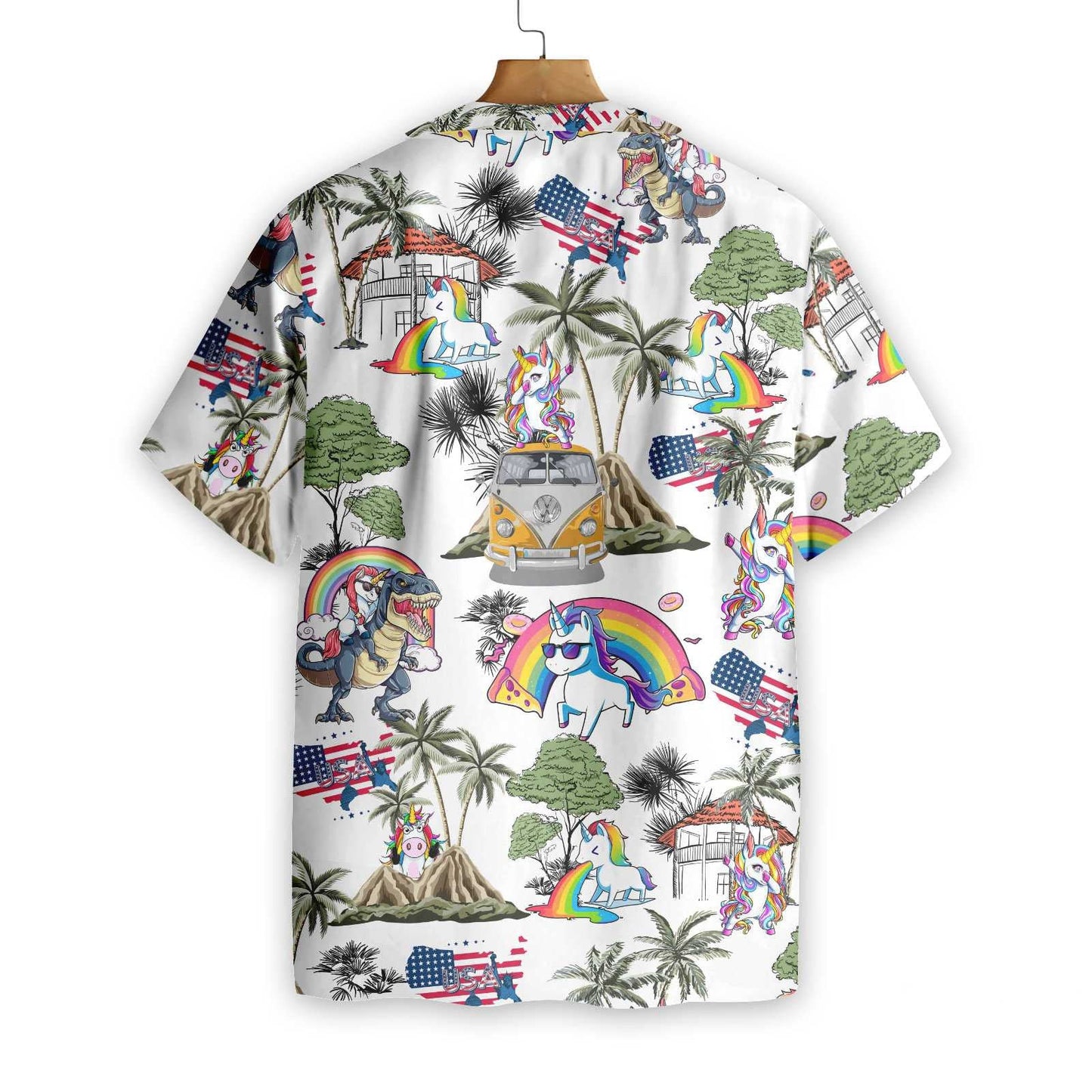 Rainbow Cool Unicorn American Flag Design Hawaiian Shirt,Hawaiian Shirt Gift, Christmas Gift