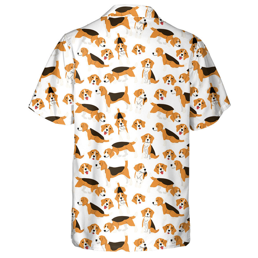 Hand Draw Beagle In Poses And Action Hawaiian Shirt, Hawaiian Shirt Gift, Christmas Gift